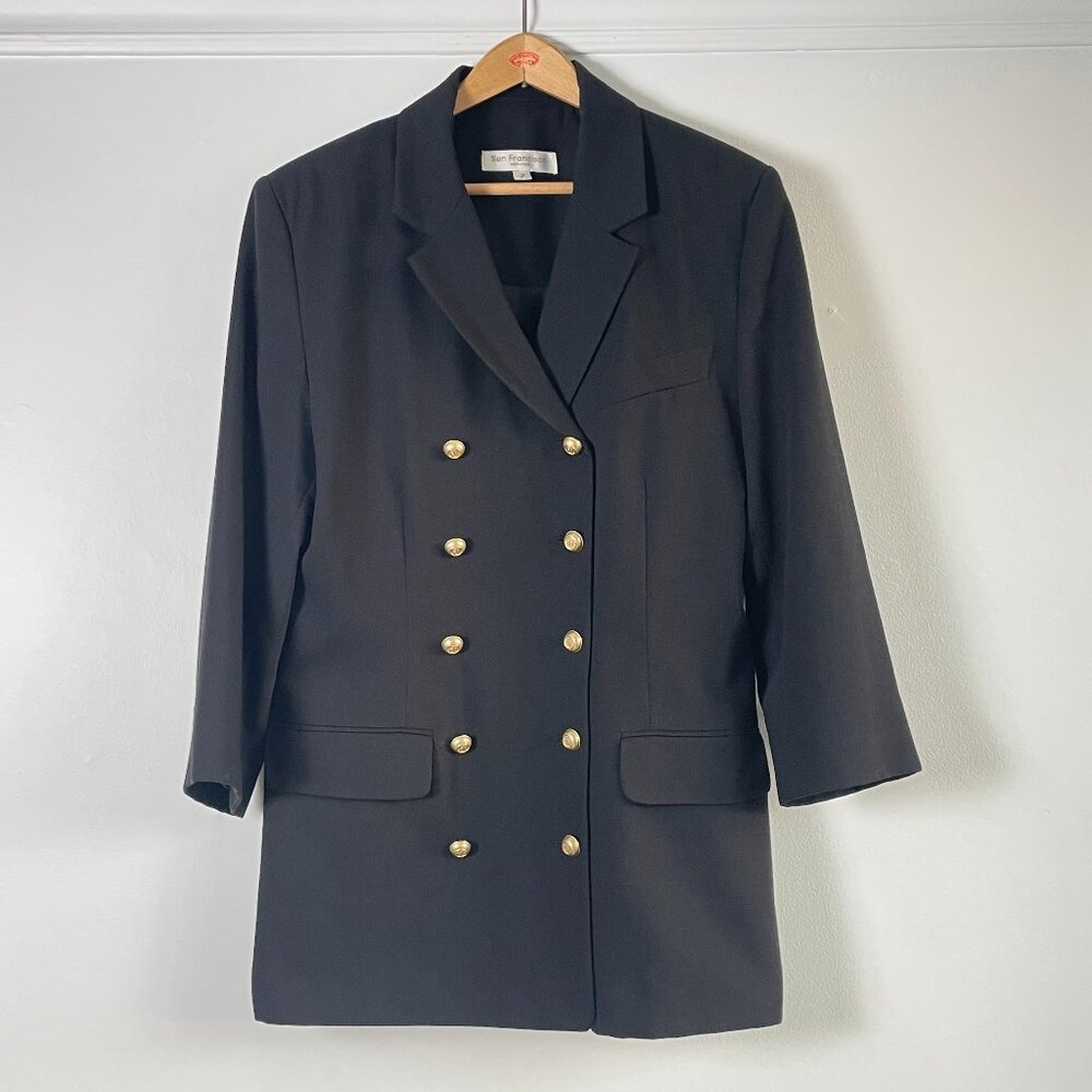 Vintage 90s Double Breasted Black Blazer Size 7 US